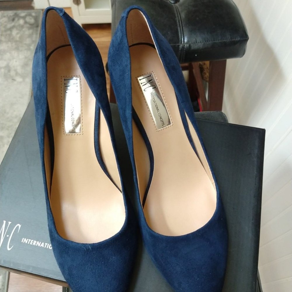 INC Blue Suede Shoes Size 8 1/2
